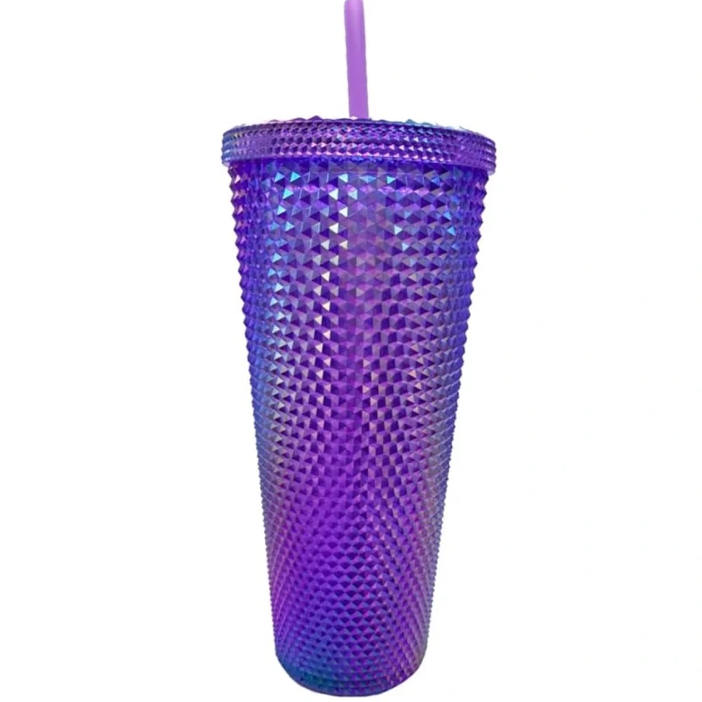 Starbucks Summer 2022 Oil Slick Metallic Purple Studded Venti tumbler - Picture 3 of 8